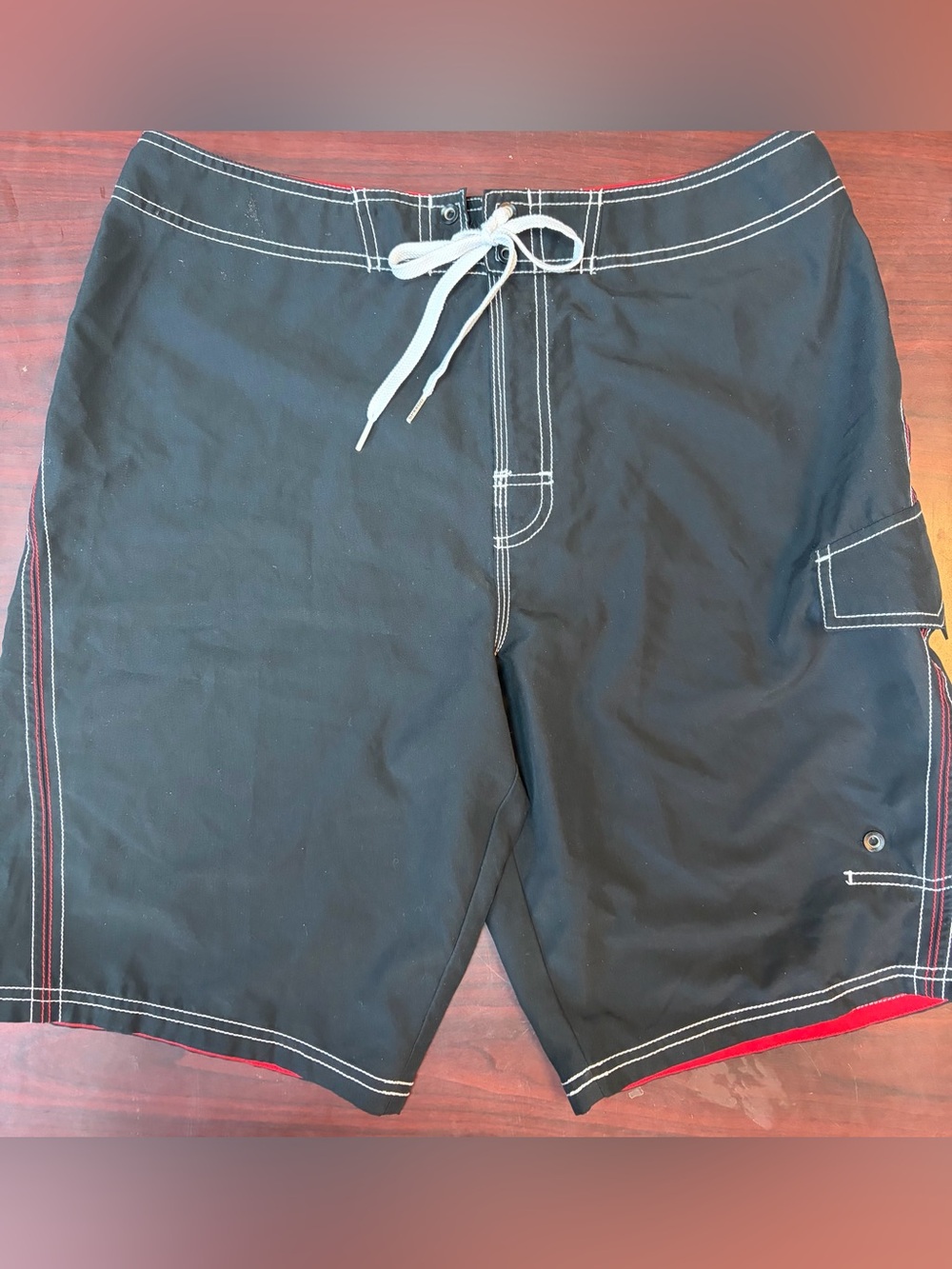 Speedo Black Swim Board Shorts with Red Accent size 34